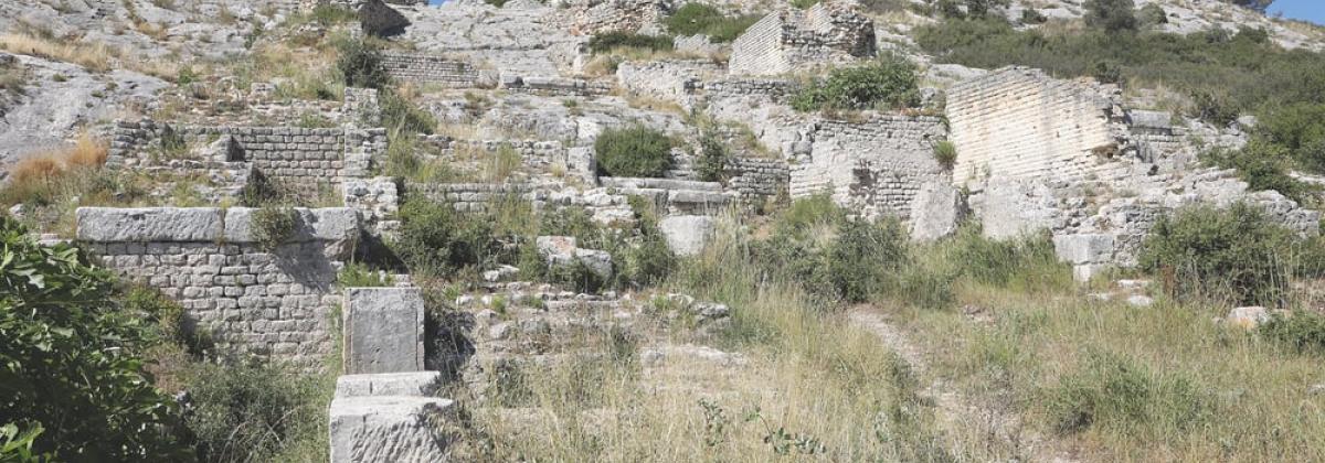des ruine en pierre envahies par la végétation